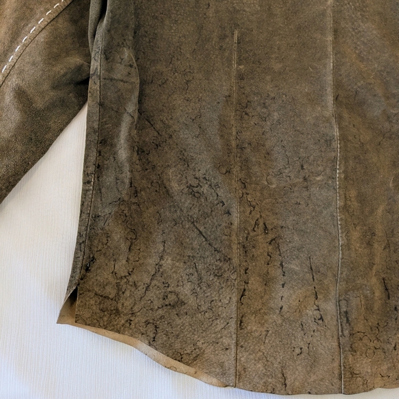 90s VTG Brown Leather Button Up Shirt - Picture 3 of 13